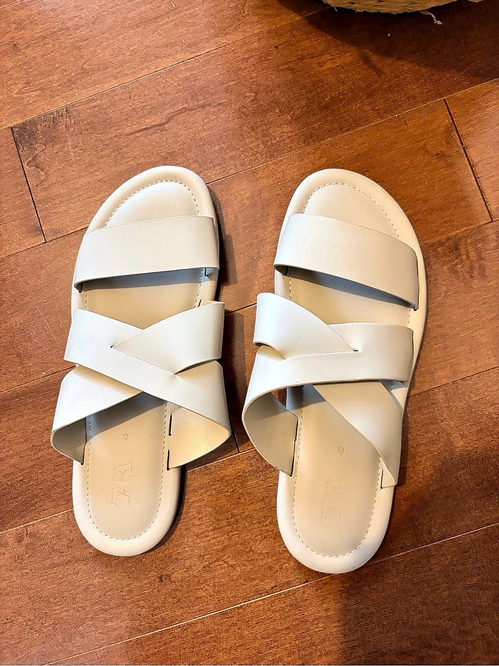 Zara White Crisscross Slide Sandals men Crisscross Slide Sandals White